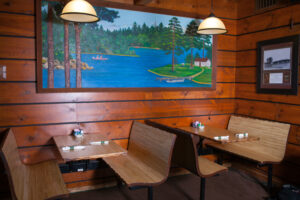 Booth inside of A Pine Restaurant in Pequot Lakes, MN