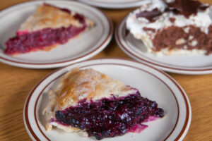 A variety of fruit pies and cream pies from A-Pine Restaurant in Pequot Lakes, MN