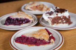 A variety of fruit pies and cream pies from A-Pine Restaurant in Pequot Lakes, MN