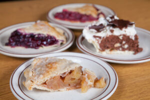 A variety of fruit pies and cream pies from A-Pine Restaurant in Pequot Lakes, MN