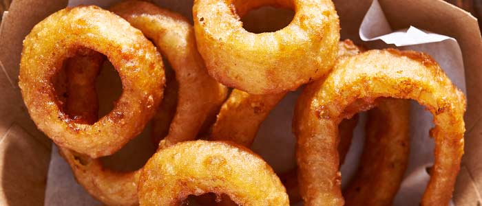 Onion rings as a delicious appetizer from A Pine Restaurant in Pequot Lakes, MN